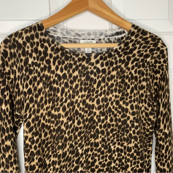 J.Crew Factory Leopard Animal Print Teddie Sweater Crewneck Cotton Sz XS - Picture 4 of 8